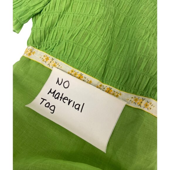 Vintage 1960s Womens Maxi Dress Small Lime Green Smocked A-Line Cottagecore NWT - Picture 6 of 9